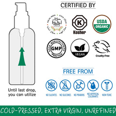 LA GREEN Moringa Oil ingredient label highlights USDA Organic and cold-pressed processing.