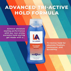 L.A. Looks Color-safe gel bottle keeps color-treated hair looking fresh.
