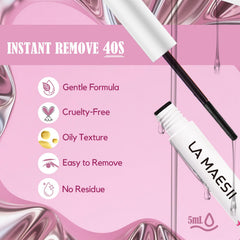 La Maesii Lash Remover spiral brush enables precise, mess-free application on lashes.