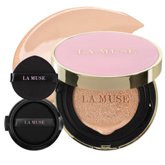 LA MUSE Correct Care Cushion compact packaging for on-the-go touch-ups with lightweight coverage.
