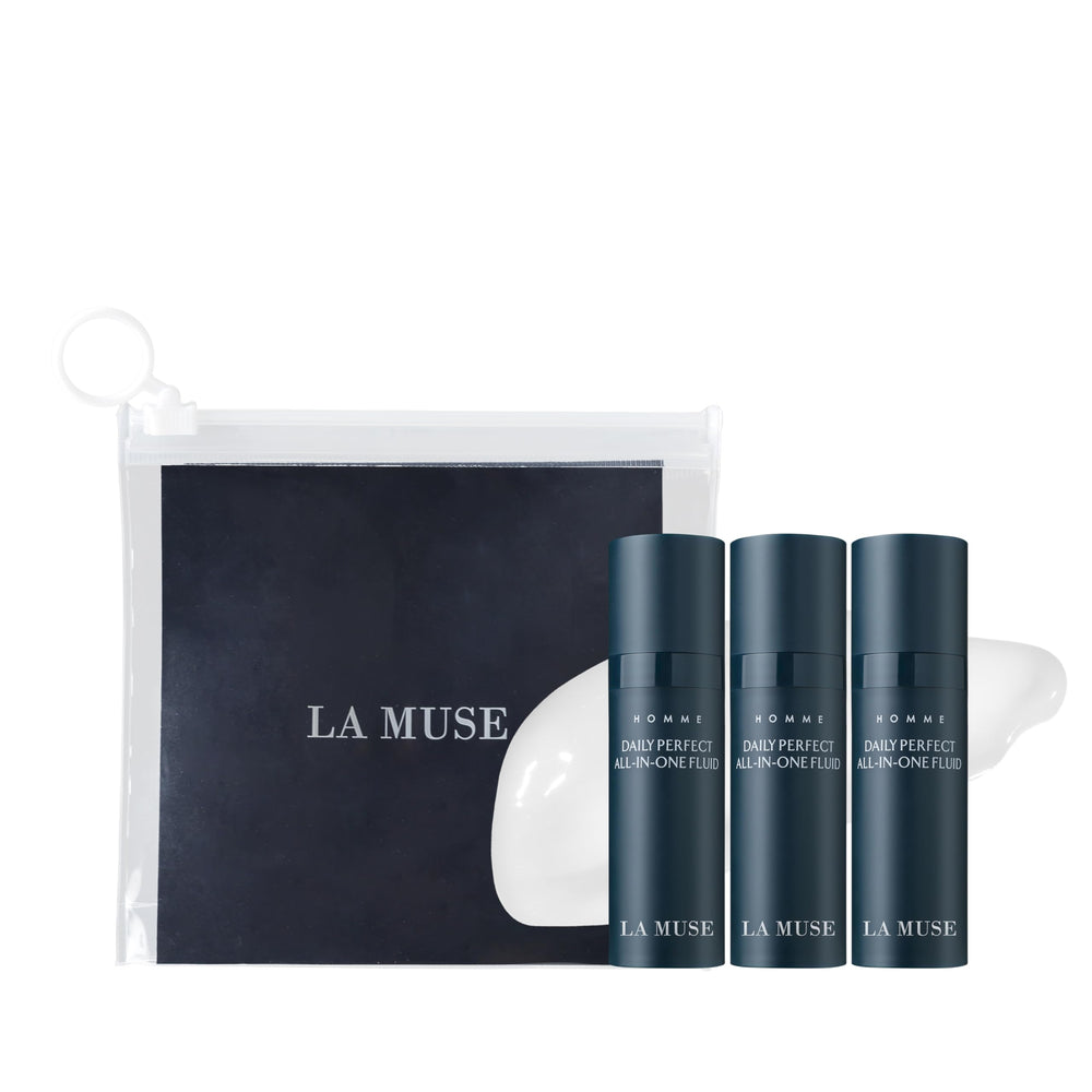 LA MUSE Homme daily all-in-one bottle – streamlined daily skincare.