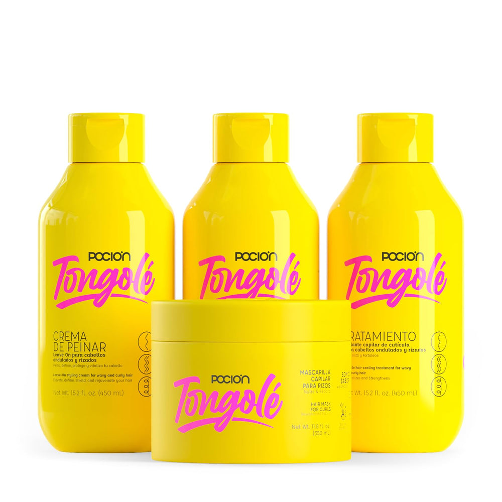 La Pocion Tongolé Shampoo bottle ready to hydrate and define curls.