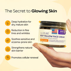 LA PURE Beef Tallow Face Cream ingredients panel highlights clean botanicals