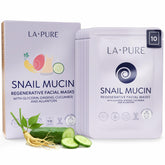 LA PURE Snail Mucin Mask pack front displaying hydration-ready branding.