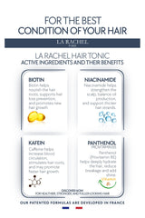 La Rachel anti-hair loss tonic scalp-application shows fast absorption on dry or damp hair.