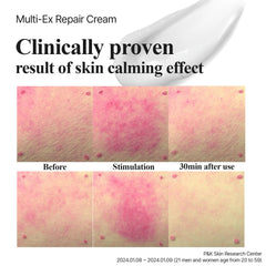 Lab for you Multi-Ex Repair Cream 50ml label closeup emphasizing soothing, fragrance-free formula.