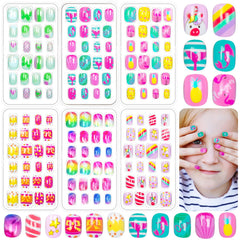 Labeol 144-piece kids fake nails box set with six colorful tips for creative play