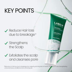 LABO-H scalp scrub green tea capsules detail highlighting mineral-rich blend.
