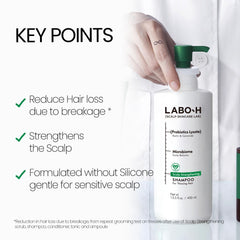 LABO-H Scalp Strengthening Shampoo biotin and ceramide close-up for moisture and resilience