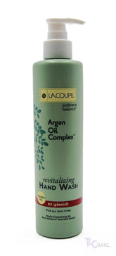LACOUPE Embrace Balance bottle on sink, refreshing cleanse for busy hands.
