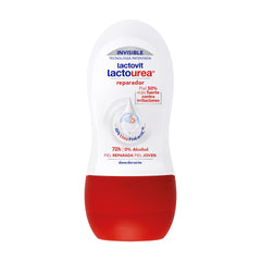 Lactovit Reparador deodorant applying to underarms for everyday care.