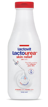 Lactovit Lactourea bottle 600ml on sink for daily hydrating cleanse