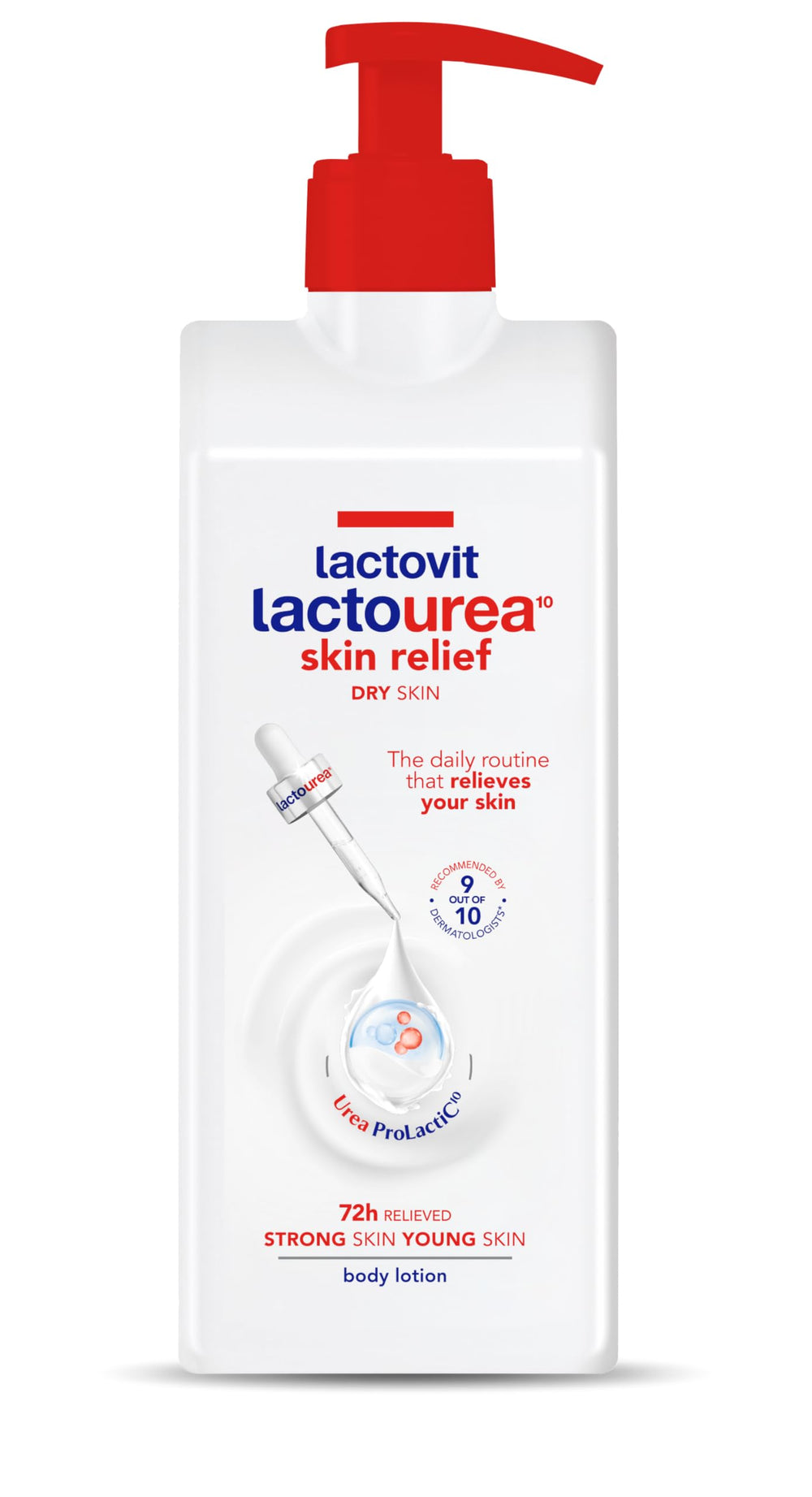 Lactovit Lactourea bottle pour for easy daily hydration.
