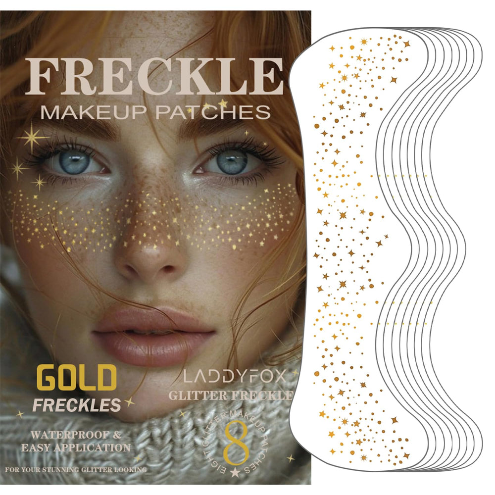 LADDYFOX 8-piece gold face patches create a sparkling party-ready look.