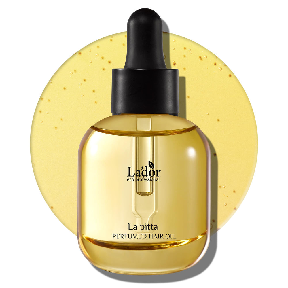 LADOR Hair Perfume Oil bottle with glossy finish and frizz control.