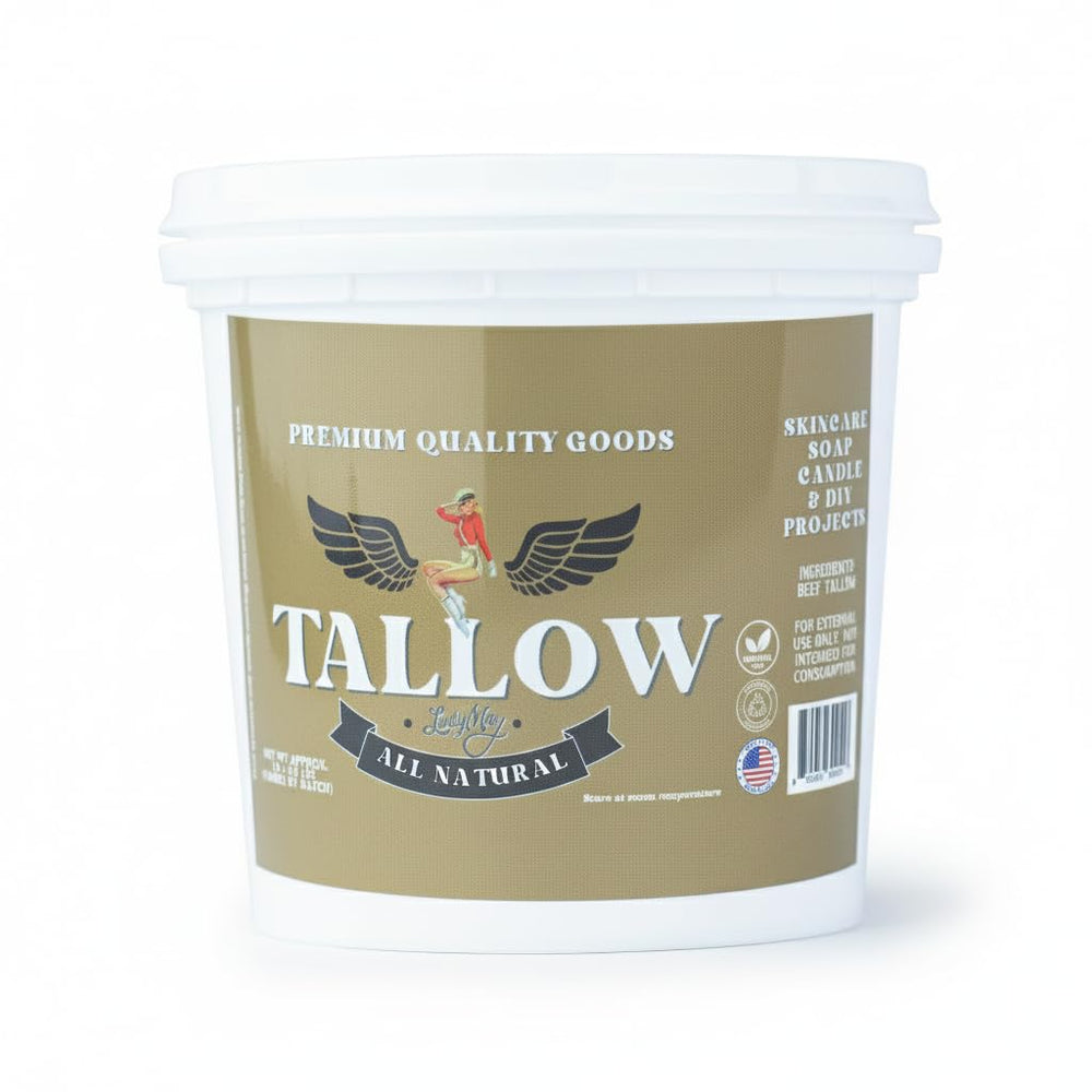 Lady May Tallow bulk 2lb bucket for DIY skincare and soap making.