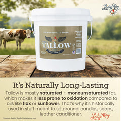 Lady May Tallow skincare preparation showing creamy texture for moisturizers.
