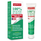 Ladygo Advance Scar Gel tube close-up showing smooth, quick-absorbing formula for scar care