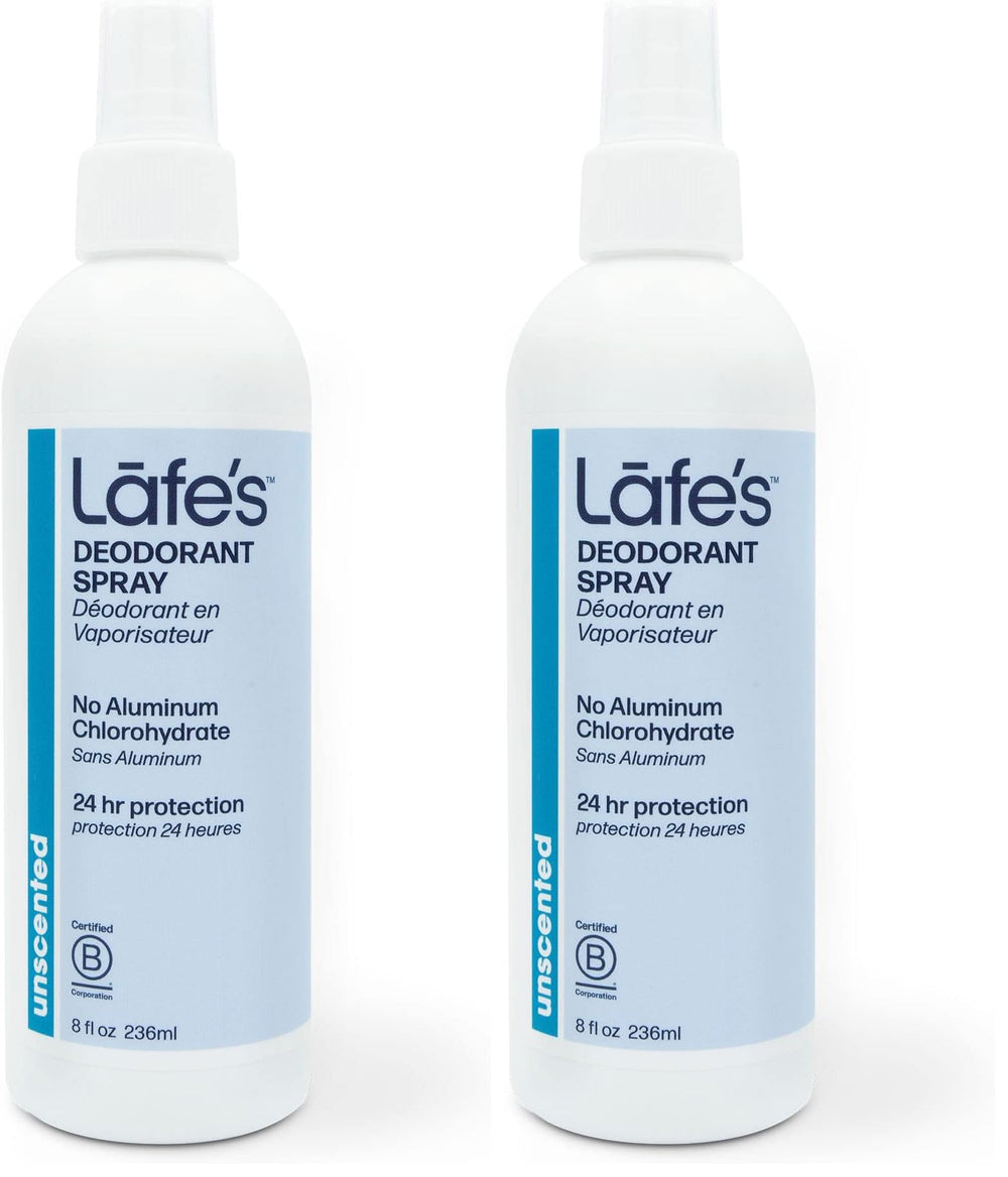 Lafe's natural deodorant 8oz spray bottle for all-day freshness.