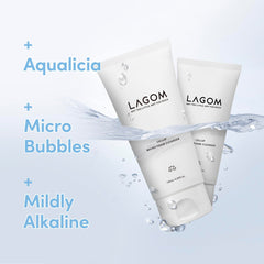 LAGOM Cellup foam closeup highlights dense micro bubbles for makeup removal.