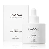 LAGOM Cellus Aqualane Solution bottle on a clean vanity showing hydration-ready serum