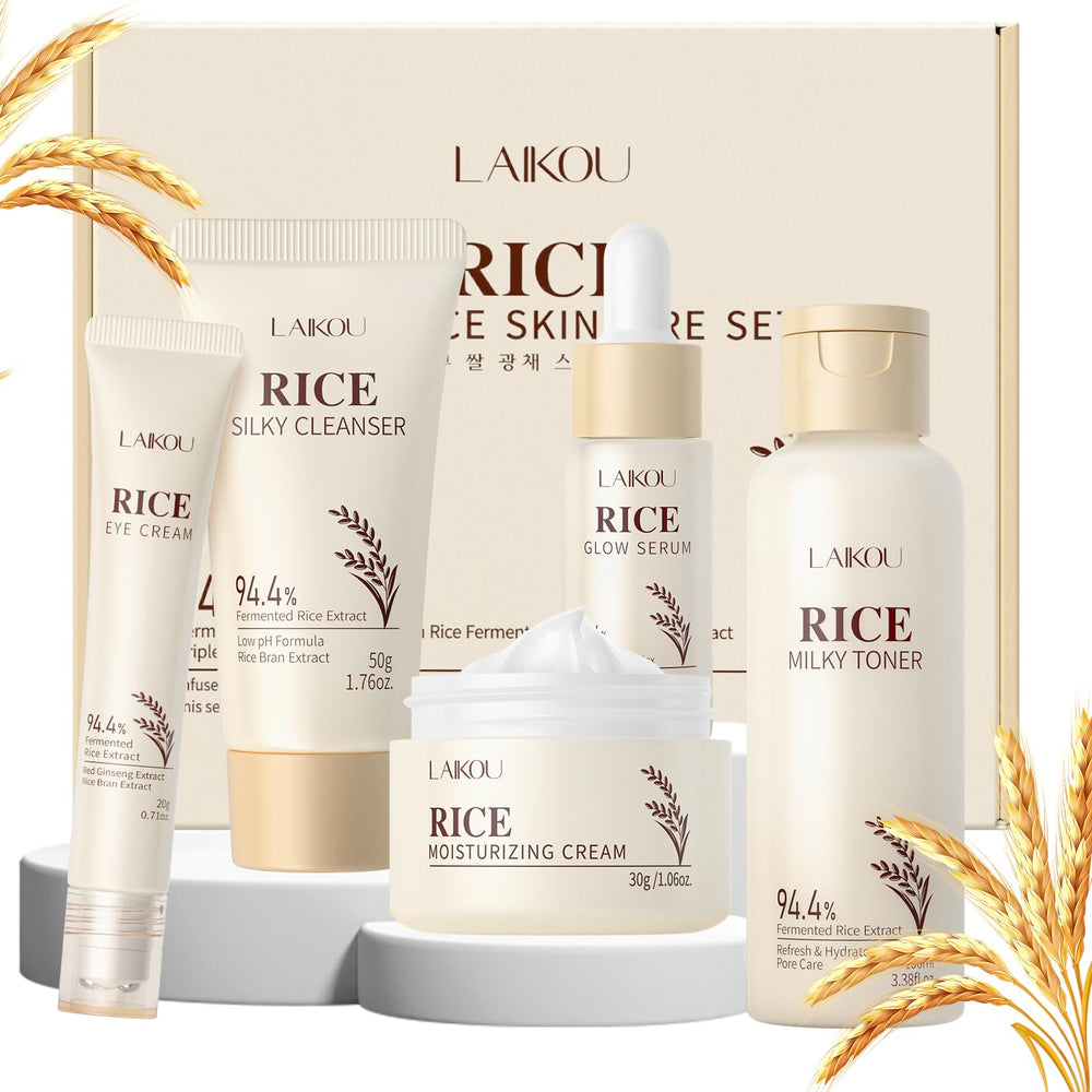 LAIKOU rice cleanser bottle with pump for gentle daily cleansing