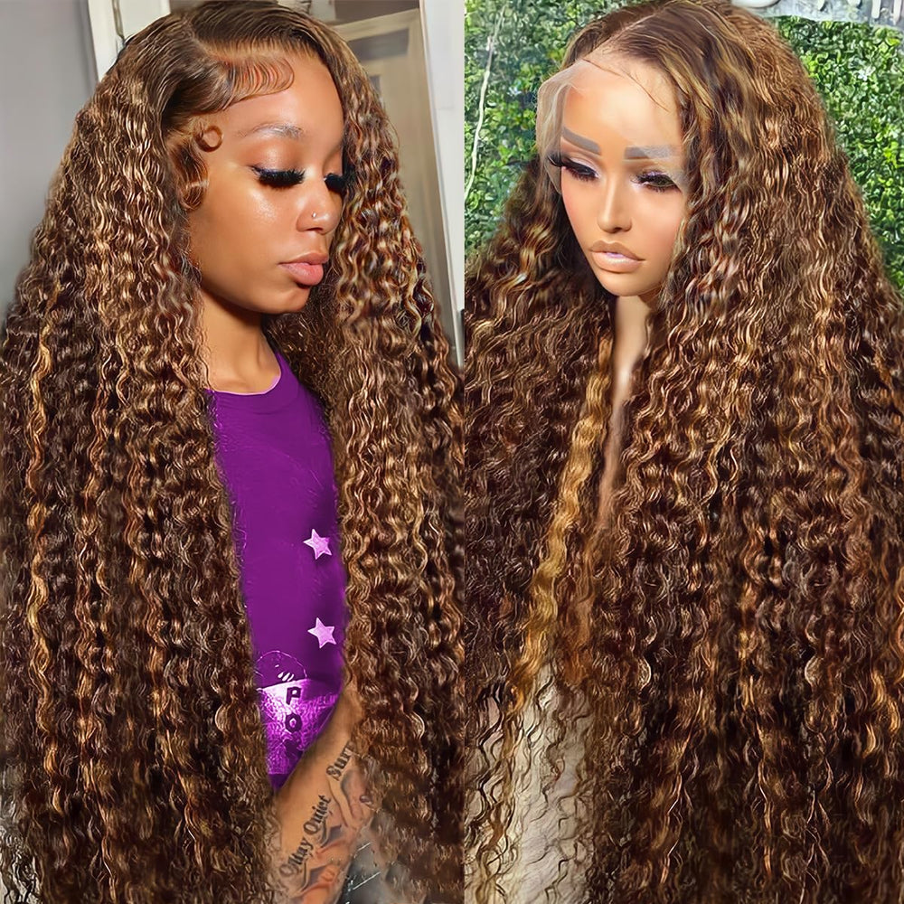 LAINSS 13x6 highlight lace-front wig closeup shows natural hairline and baby hairs for seamless parting