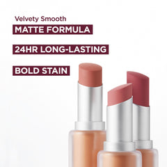 Laka Bulky Matte Lipstick 24-hour wear test shows lasting color.
