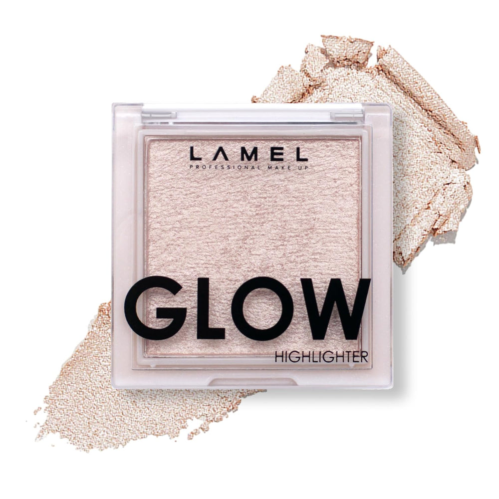 LAMEL Glow Highlighter Luna 401 palette swatches for deep skin tones with luminous glow.