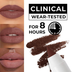 Lamel Matte Gel Lip Liner Spicy Nude on lips demonstrates smooth glide and long wear.