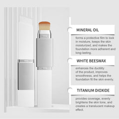 Lampolar Blanc Cover Cream Stick color-change demo on skin shows natural tone.