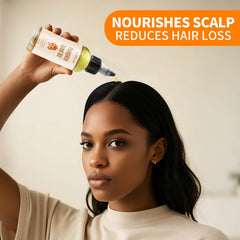 Lampolar Pumpkin Seed Oil on bathroom shelf showing natural scalp nourishment.