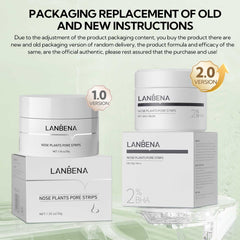 LANBENA strip close-up reveals texture and 2.0 formula for deep cleansing.