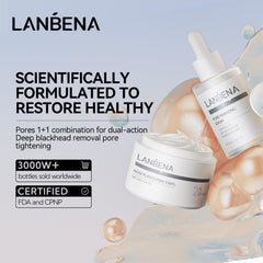 LANBENA pore-minimizing serum bottle showing hydration and pore refinement