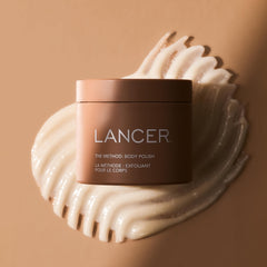 Lancer Body Polish closeup texture showing fine exfoliating grains.