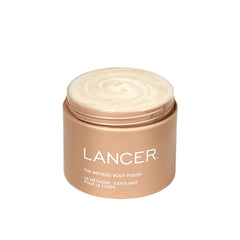 Lancer The Method Body Polish warming bottle ready for gentle exfoliation.