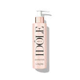 Lancôme Idôle Body Up bottle close-up showing lightweight hydration for smooth skin.