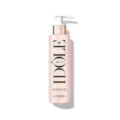 Lancôme Idôle Body Up bottle close-up showing lightweight hydration for smooth skin.