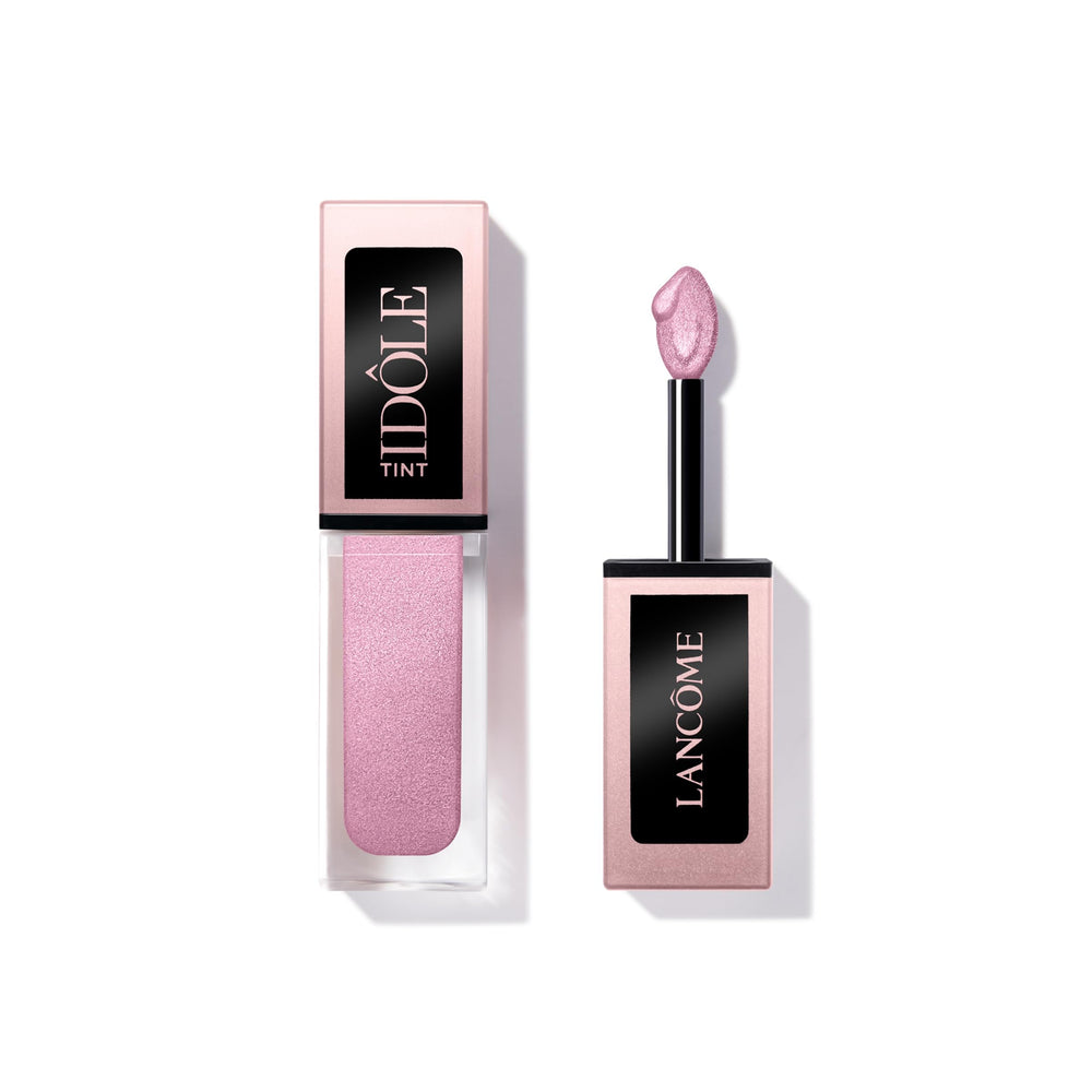 Lancôme Idôle Tint Lavender Latte eyeshadow on lids for iridescent lavender shimmer and buildable color
