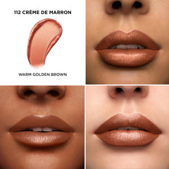 Lancôme L'Absolu Rouge swatches on arm show warm brown versatility