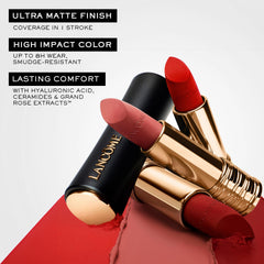 Lancôme L’Absolu Rouge Drama Matte ceramides nourish lips.
