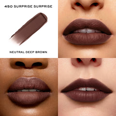 Lancôme Intimatte soft-matte swatch showing buildable color payoff.