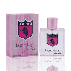 Lane Frost Legendary For Her bottle front view showing western elegance and balance