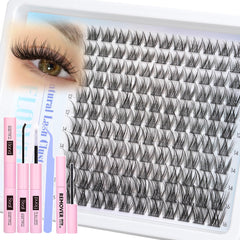 Lanflower Natural Lash Clusters Kit showing 10–16mm lengths for versatile looks during application.
