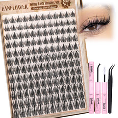 Lanflower wispy lash clusters kit for a natural day look