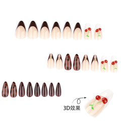 Lankensuixi close-up burgundy nude nails with gold studs highlight luxe detailing