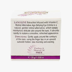 Lanoline Vitamin-C Bakuchiol texture swatch emphasizing brightening potential and quick absorption