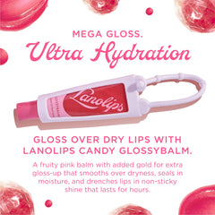 Lanolips Glossybalm Candy swatch reveals pink tint with natural shimmer