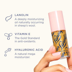 Lanolips jumbo applicator glides on lip oil for smooth, fuller-looking lips.
