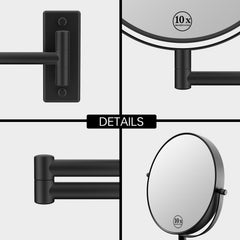 LANSI dual-sided mirror with 1x and 10x for quick grooming checks